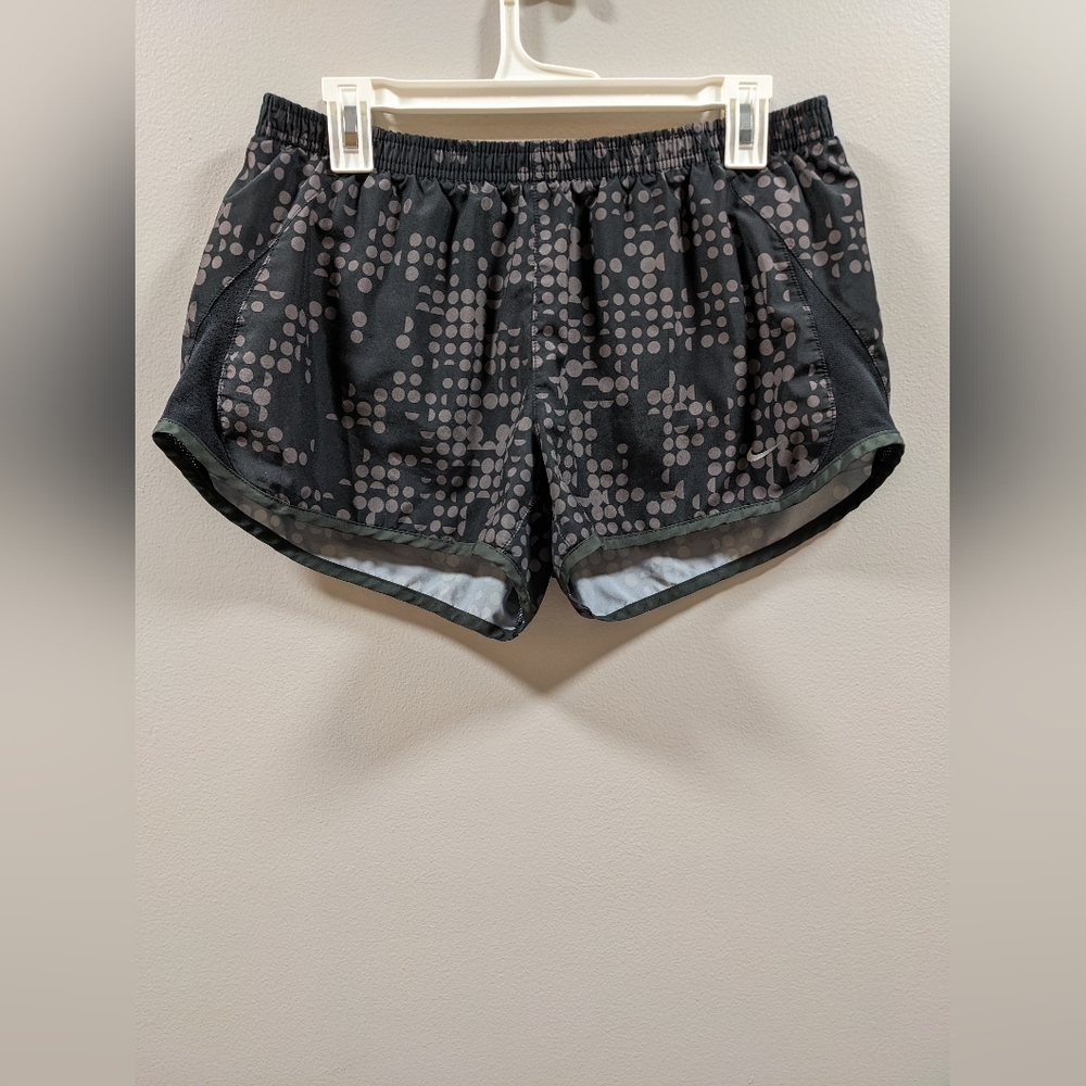 Nike Black Athletic Shorts with Gray Dot Print